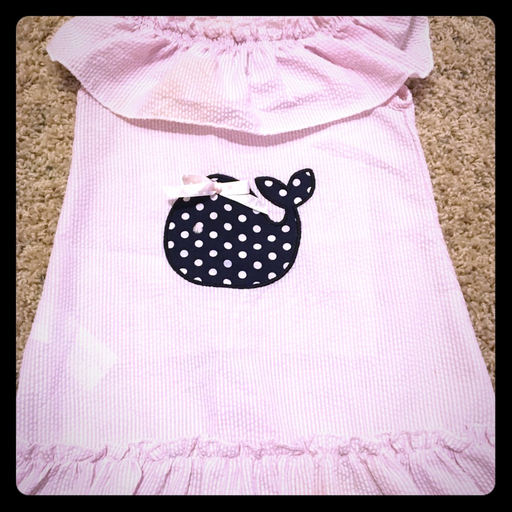 Lil Cactus Pink Seersucker Whale Dress